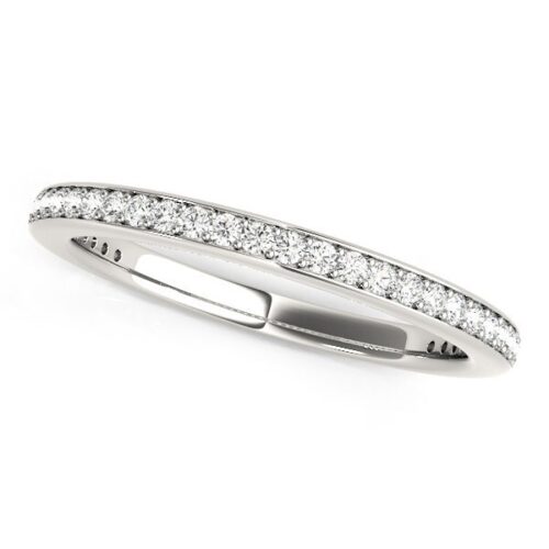 Size: 8.5 – 14k White Gold Round Diamond Wedding Ring (1/4 cttw)