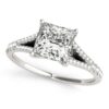 Size: 8 – 14k White Gold Princess Cut Split Shank Diamond Engagement Ring (1 1/8 cttw)