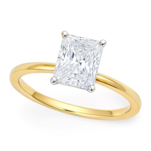 Size: 4.5 – 1.50Ct Radiant Lab Grown IGI G/VS1 Diamond Ring in 10K Yellow Gold