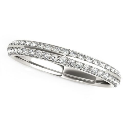 Size: 7 – 14k White Gold Two-Row Pave Set Diamond Wedding Band (1/4 cttw)