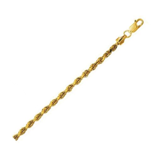 Size: 8 – Lite Rope Chain Bracelet in 10k Yellow Gold (3.2 mm)