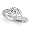 Size: 8 – 14k White Gold Round Diamond Bypass Style Engagement Ring (1 1/2 cttw)
