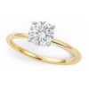 Size: 5.5 – 3/4 Carat Round Lab Grown IGI G/VS1 Diamond Solitaire Ring in 10K Yellow Gold