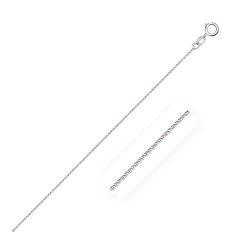 Size: 18” – 14k White Gold Diamond Cut Round Wheat Chain (0.60 mm)