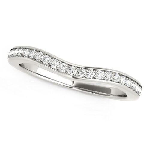 Size: 6.5 – 14k White Gold Curved Diamond Wedding Band (1/6 cttw)