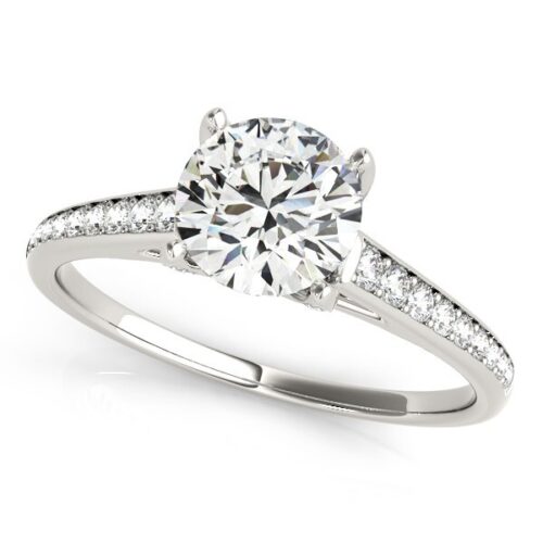 Size: 5.5 – 14k White Gold Diamond Engagement Ring With Cathedral Design (1 1/3 cttw)
