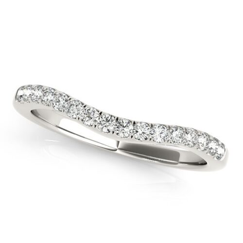 Size: 5 – 14k White Gold Curvy Style Pave Set Diamond Wedding Band (1/5 cttw)
