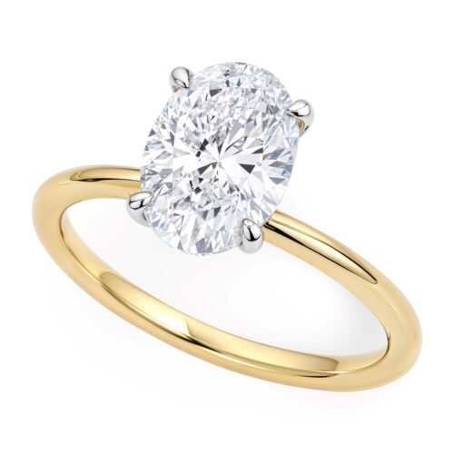 Size: 4.5 – 2 Carat Oval Lab Grown IGI G/VS1 Diamond Solitaire Ring in 14K Yellow Gold