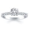 Size: 5 – 14k White Gold Shared Prong Diamond Band Accent Engagement Ring