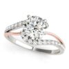 Size: 7.5 – 14k White And Rose Gold Bypass Shank Diamond Engagement Ring (1 1/3 cttw)