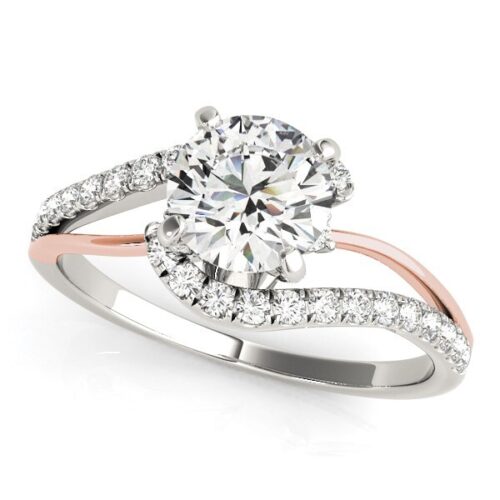 Size: 7.5 – 14k White And Rose Gold Bypass Shank Diamond Engagement Ring (1 1/3 cttw)
