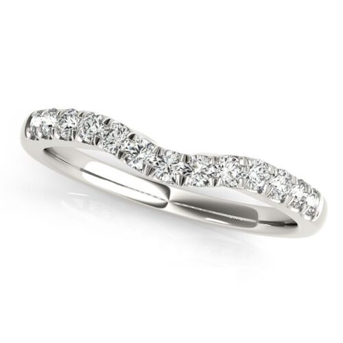 Size: 7 – 14k White Gold Diamond Curved Design Wedding Band (1/4 cttw)
