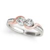 Size: 7 – 14k White And Rose Gold Round Two Diamond Curved Band Ring (5/8 cttw)