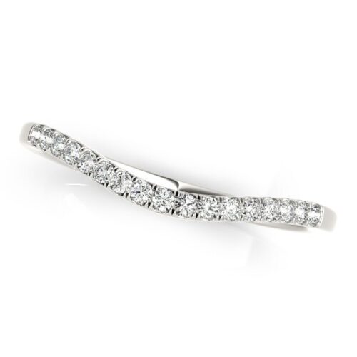 Size: 5 – 14k White Gold Soft Curved Diamond Wedding Band (1/8 cttw)