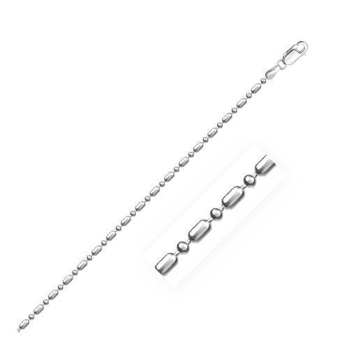 Size: 20” – 14k White Gold Diamond-Cut Alternating Bead Chain (1.30 mm)