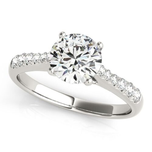 Size: 5 – 14k White Gold Round Cut Diamond Engagement Ring  (1 5/8 cttw)