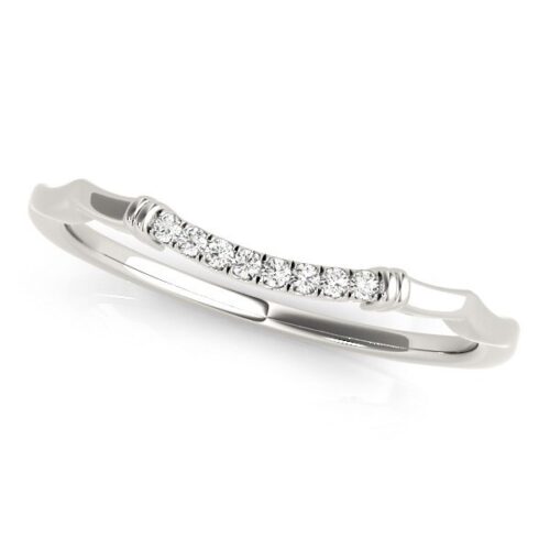 Size: 8.5 – 14k White Gold Wave Design Pave Set Diamond Wedding Ring (1/20 cttw)