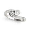 Size: 3.5 – 14k White Gold Round Bezel Setting Two Stone Diamond Ring (5/8 cttw)