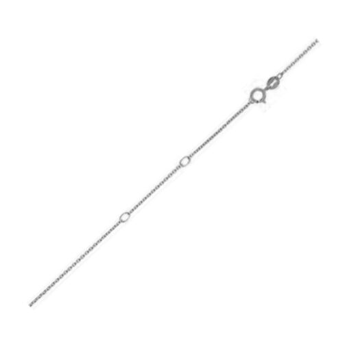 Size: 18 – Double Extendable Diamond Cut Cable Chain in White Gold (0.87 mm)