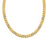 Size: 18” – 14k Yellow Gold 18 inch Polished Curb Chain Necklace with Diamonds