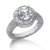 Size: 7.5 – 14k White gold Vintage Halo Diamond Semi-Mount