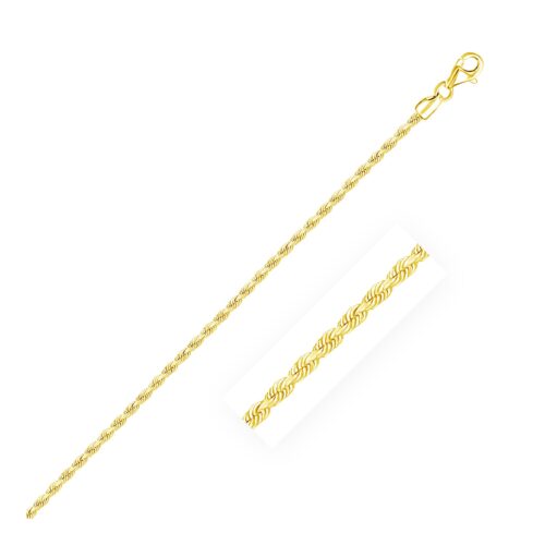 Size: 24” – 10k Yellow Gold Solid Diamond Cut Rope Chain (2.00 mm)