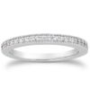 Size: 7.5 – 14k White Gold Pave Diamond Milgrain Wedding Ring Band Set 1/2 Around