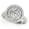 Size: 7 – 14k White Gold Diamond Engagement Ring with Double Pave Halo (2 5/8 cttw)