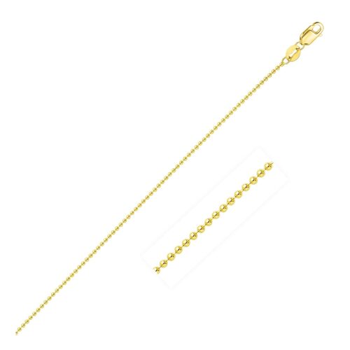 Size: 18” – 14k Yellow Gold Bead Chain 1.0mm (1.00 mm)