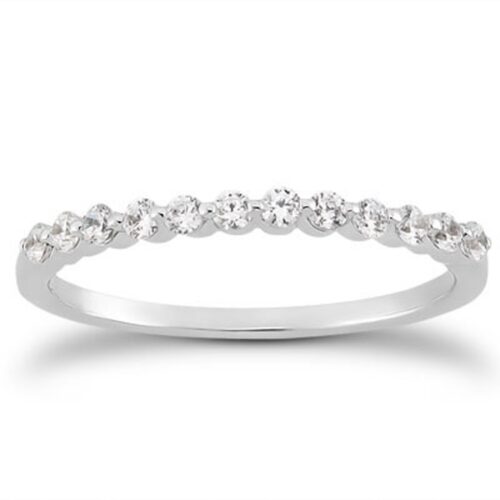 Size: 6 – 14k White Gold Floating Diamond Single Shared Prong Wedding Ring Band