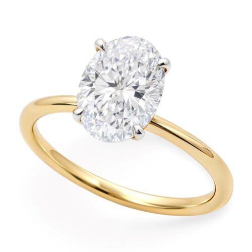 Size: 4.5 – 1 1/2 Carat Oval Lab Grown IGI G/VS1 Diamond Solitaire Ring in 14K Yellow Gold