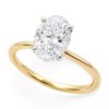 Size: 9 – 1 1/2 Carat Oval Lab Grown IGI G/VS1 Diamond Solitaire Ring in 14K Yellow Gold