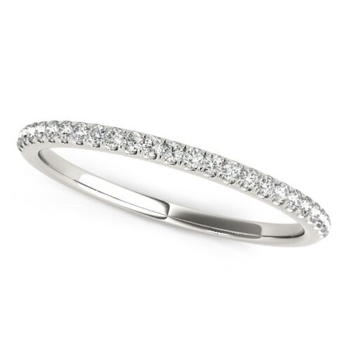 Size: 9 – 14k White Gold Diamond Wedding Band in Pave Setting (1/8 cttw)
