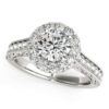 Size: 3.5 – 14k White Gold Round Diamond Engagement Ring with Stylish Shank (1 5/8 cttw)