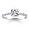 14k White Gold Diamond Engagement Ring Mounting with Shared Prong Diamonds