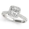 Size: 3.5 – 14k White Gold Halo Pave Band Diamond Engagement Ring (1 1/3 cttw)