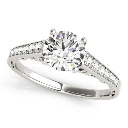 Size: 8.5 – 14k White Gold Cathedral Design Diamond Engagement Ring (1 1/4 cttw)