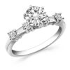 Size: 4 – 14k White Gold Engagement Ring with Round and Baguette Diamonds