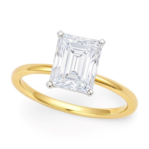 Size: 4 – 2 Carat Radiant Lab Grown IGI G/VS1 Diamond Solitaire Ring in 10K Yellow Gold