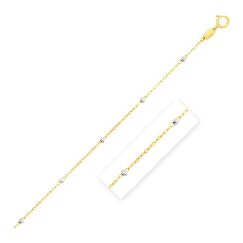 Size: 18” – Diamond Cut Bead Links Pendant Chain in Two Tone Gold (3.50 mm)
