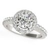 Size: 5.5 – 14k White Gold Classic with Pave Halo Diamond Engagement Ring (1 1/2 cttw)