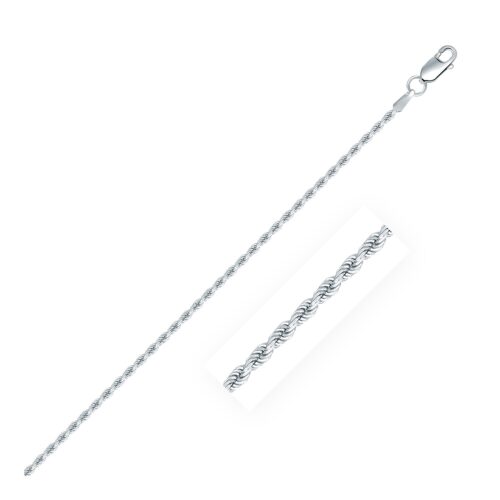 Size: 30” – Sterling Silver Diamond Cut Rope Style Chain (1.80 mm)