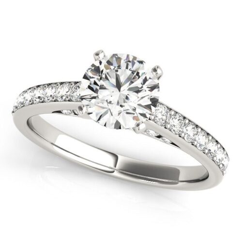 Size: 8 – 14k White Gold Single Row Prong Set Diamond Engagement Ring (1 3/8 cttw)