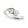 Size: 7.5 – 14k White Gold Bezel Set Curved Band Two Stone Diamond Ring (1/2 cttw)