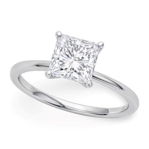 Size: 4 – 1.50Ct Princess Lab Grown IGI G/VS1 Diamond Ring in 10K White Gold