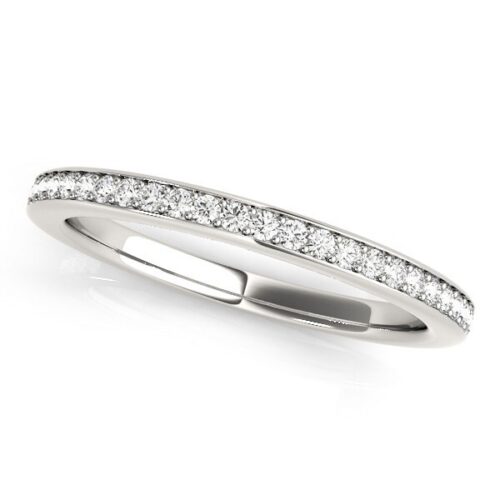 Size: 3 – 14k White Gold Simple Diamond Wedding Ring (1/4 cttw)