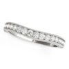 Size: 7.5 – 14k White Gold Bead Border Curved Diamond Wedding Ring (1/4 cttw)