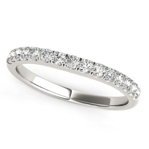 Size: 3 – 14k White Gold Pave Set Style Diamond Wedding Band (1/4 cttw)