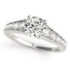 Size: 5.5 – 14k White Gold Antique Tapered Shank Diamond Engagement Ring (1 3/8 cttw)