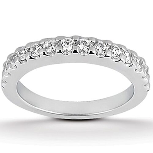 Size: 7.5 – 14k White Gold Shared Prong Diamond Wedding Ring Band